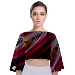 Circle Background Red Dark Bokeh Tie Back Butterfly Sleeve Chiffon Top