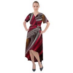 Circle Background Red Dark Bokeh Front Wrap High Low Dress by Vaneshart