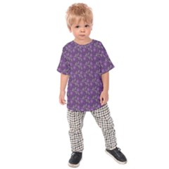 Flowers Violet Decorative Pattern Kids  Raglan Tee