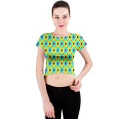 Pattern Tiles Square Design Modern Crew Neck Crop Top