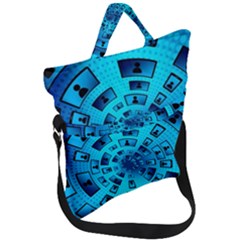 Social Media Smartphone Monitor Fold Over Handle Tote Bag by Vaneshart