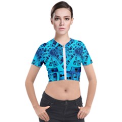 Social Media Smartphone Monitor Short Sleeve Cropped Jacket