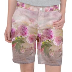 Nature Landscape Flowers Peonie Pocket Shorts