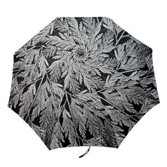 Fern Leaves Foliage Black And White Folding Umbrellas by Vaneshart