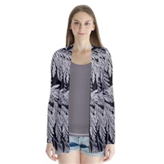 Fern Leaves Foliage Black And White Drape Collar Cardigan by Vaneshart