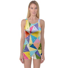 Abstract Background Colorful One Piece Boyleg Swimsuit by Vaneshart