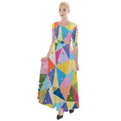 Abstract Background Colorful Half Sleeves Maxi Dress by Vaneshart