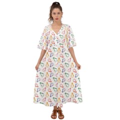 Linux Kernel Penguin Pattern Logo Kimono Sleeve Boho Dress by Vaneshart