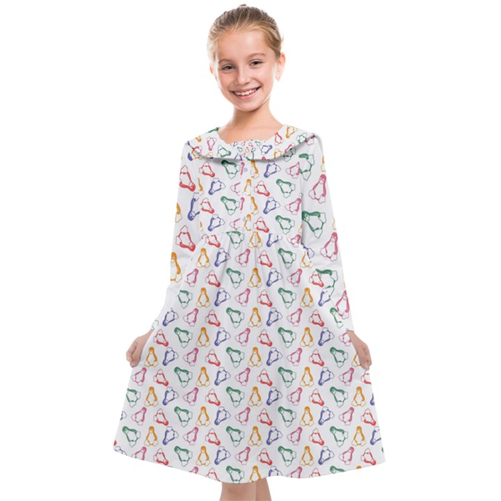 Linux Kernel Penguin Pattern Logo Kids  Midi Sailor Dress