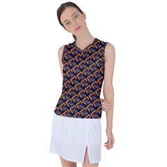 Abstract Orange Geometric Pattern Women s Sleeveless Sports Top by Vaneshart