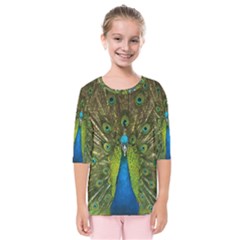 Peacock Feathers Bird Nature Kids  Quarter Sleeve Raglan Tee