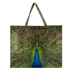 Peacock Feathers Bird Nature Zipper Large Tote Bag