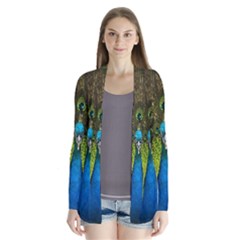 Peacock Feathers Bird Nature Drape Collar Cardigan