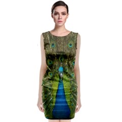 Peacock Feathers Bird Nature Sleeveless Velvet Midi Dress