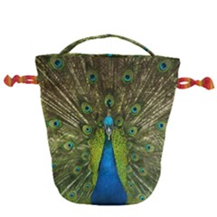Peacock Feathers Bird Nature Drawstring Bucket Bag