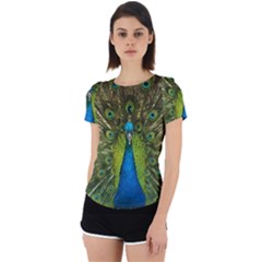 Peacock Feathers Bird Nature Back Cut Out Sport Tee