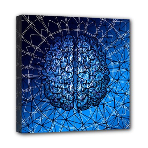 Brain Web Network Spiral Think Mini Canvas 8  x 8  (Stretched)