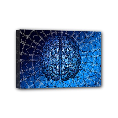 Brain Web Network Spiral Think Mini Canvas 6  x 4  (Stretched)