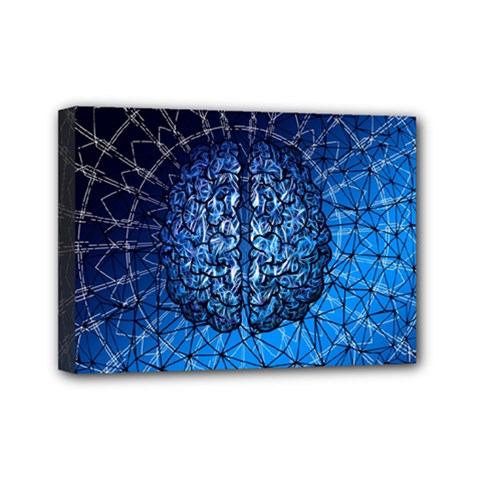 Brain Web Network Spiral Think Mini Canvas 7  x 5  (Stretched)