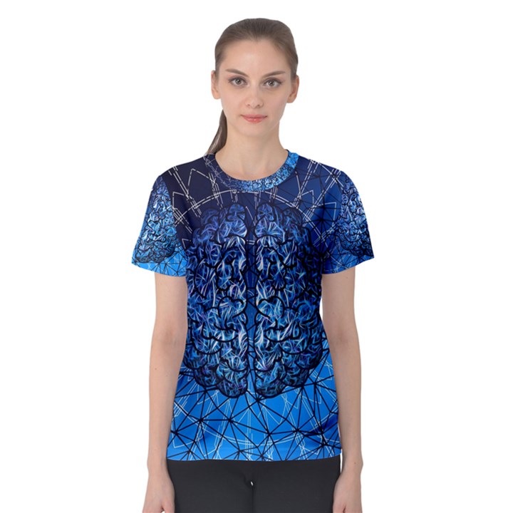 Brain Web Network Spiral Think Women s Sport Mesh Tee