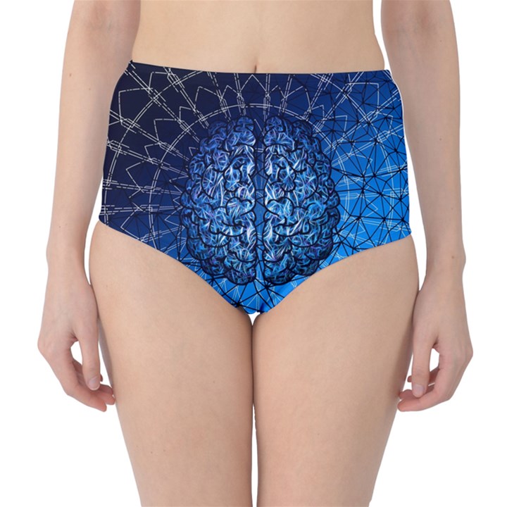 Brain Web Network Spiral Think Classic High-Waist Bikini Bottoms