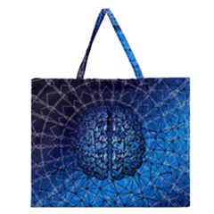 Brain Web Network Spiral Think Zipper Large Tote Bag