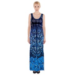 Brain Web Network Spiral Think Thigh Split Maxi Dress