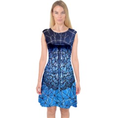 Brain Web Network Spiral Think Capsleeve Midi Dress