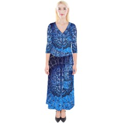 Brain Web Network Spiral Think Quarter Sleeve Wrap Maxi Dress