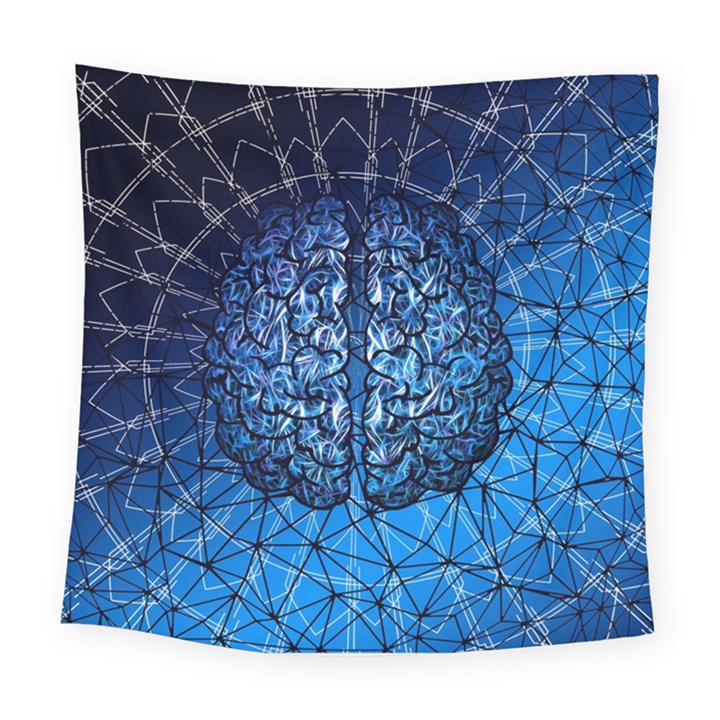 Brain Web Network Spiral Think Square Tapestry (Large)