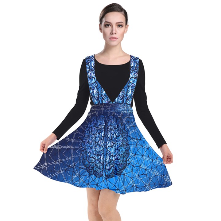 Brain Web Network Spiral Think Plunge Pinafore Dress