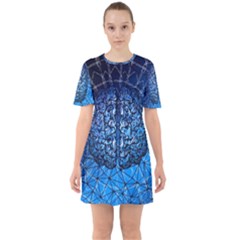 Brain Web Network Spiral Think Sixties Short Sleeve Mini Dress