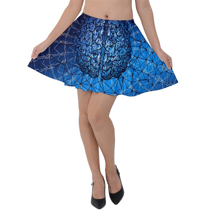 Brain Web Network Spiral Think Velvet Skater Skirt