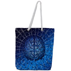 Brain Web Network Spiral Think Full Print Rope Handle Tote (Large)