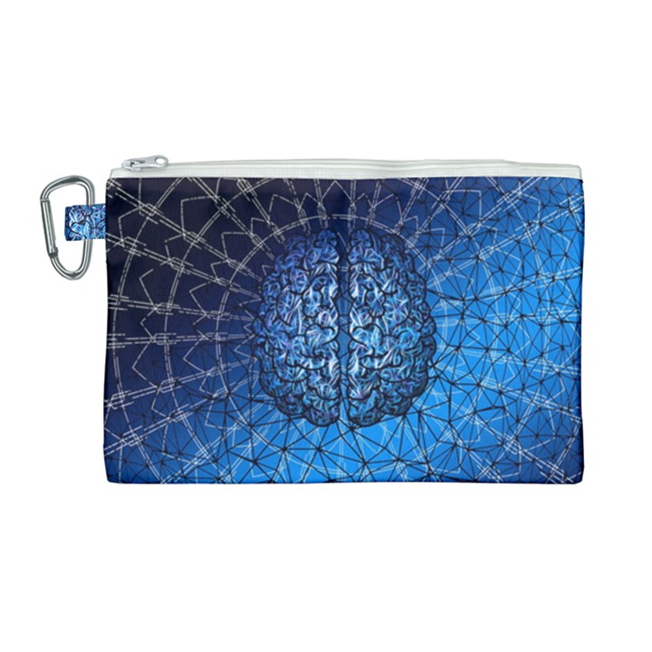 Brain Web Network Spiral Think Canvas Cosmetic Bag (Large)