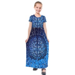 Brain Web Network Spiral Think Kids  Short Sleeve Maxi Dress by Vaneshart