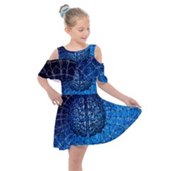 Brain Web Network Spiral Think Kids  Shoulder Cutout Chiffon Dress