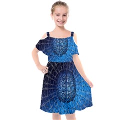 Brain Web Network Spiral Think Kids  Cut Out Shoulders Chiffon Dress