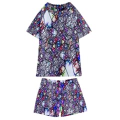 Web Network Abstract Connection Kids  Swim Tee And Shorts Set by Vaneshart