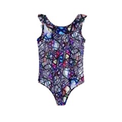 Web Network Abstract Connection Kids  Frill Swimsuit by Vaneshart