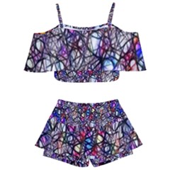 Web Network Abstract Connection Kids  Off Shoulder Skirt Bikini by Vaneshart