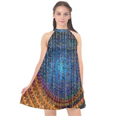 Matrix Technology Data Digital Halter Neckline Chiffon Dress  by Vaneshart