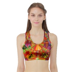 Kaleidoscope Mandala Color Sports Bra With Border