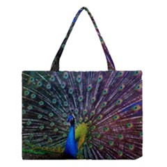 Peacock Colors Bird Colorful Medium Tote Bag by Vaneshart