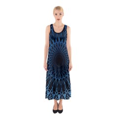 Abstract Rosette Web Network Sleeveless Maxi Dress