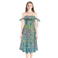 Matrix Technology Data Digital Shoulder Tie Bardot Midi Dress by Vaneshart