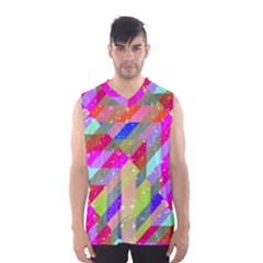 Multicolored Party Geo Design Print Men s Basketball Tank Top by dflcprintsclothing