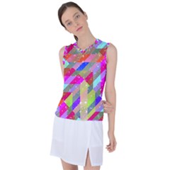 Multicolored Party Geo Design Print Women s Sleeveless Sports Top by dflcprintsclothing