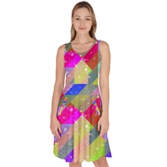 Multicolored Party Geo Design Print Knee Length Skater Dress With Pockets by dflcprintsclothing