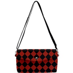 Block Fiesta - Apple Red & Black Removable Strap Clutch Bag by FashionBoulevard